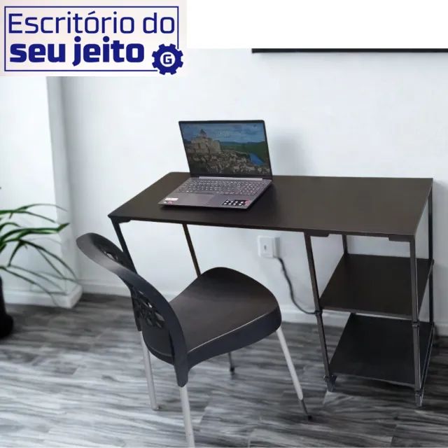 Escrivaninha 1,10m NOVO Mesa Industrial Multiuso para Escritório Computador Notebook Birô - Foto 3