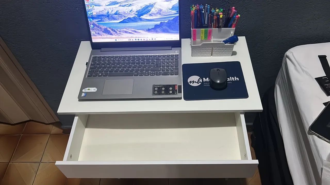 Escrivaninha bonatto P/ computador com 1 Gaveta Branco - Foto 2