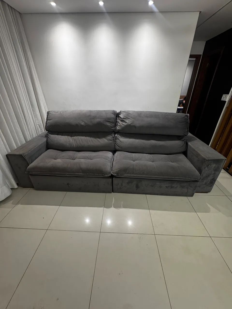 Sofá Retrátil e Reclinável Cinza 2,90m - Super Confortável