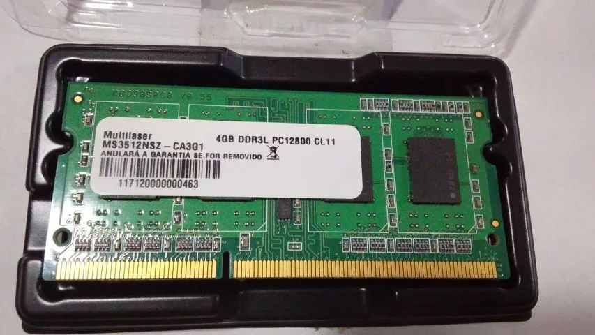 Memória RAM 4GB DDR3L 1600MHz Notebook - Multilaser (Funcionando 100%)