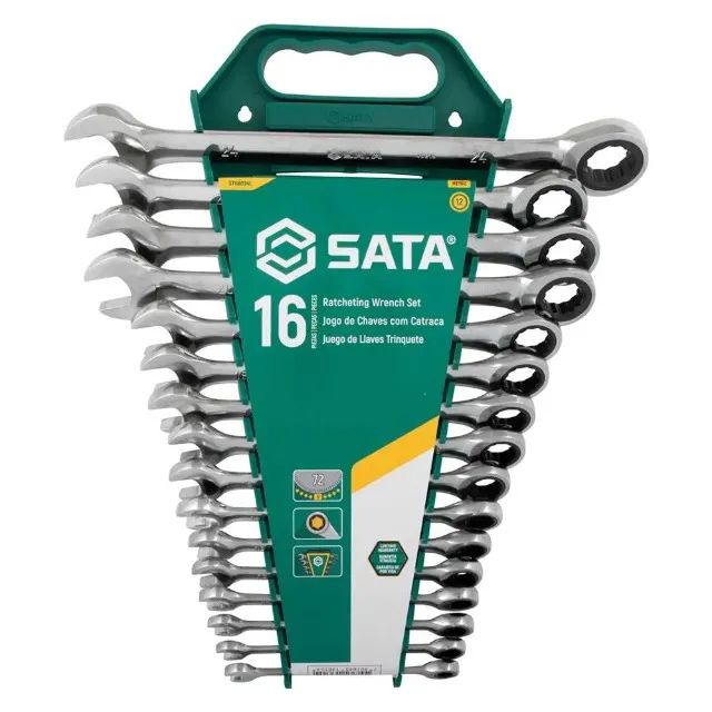 Jogo de Chaves Combinada 16 Peças Catracadas 8 a 24mm ST08034L Sata - Foto 2