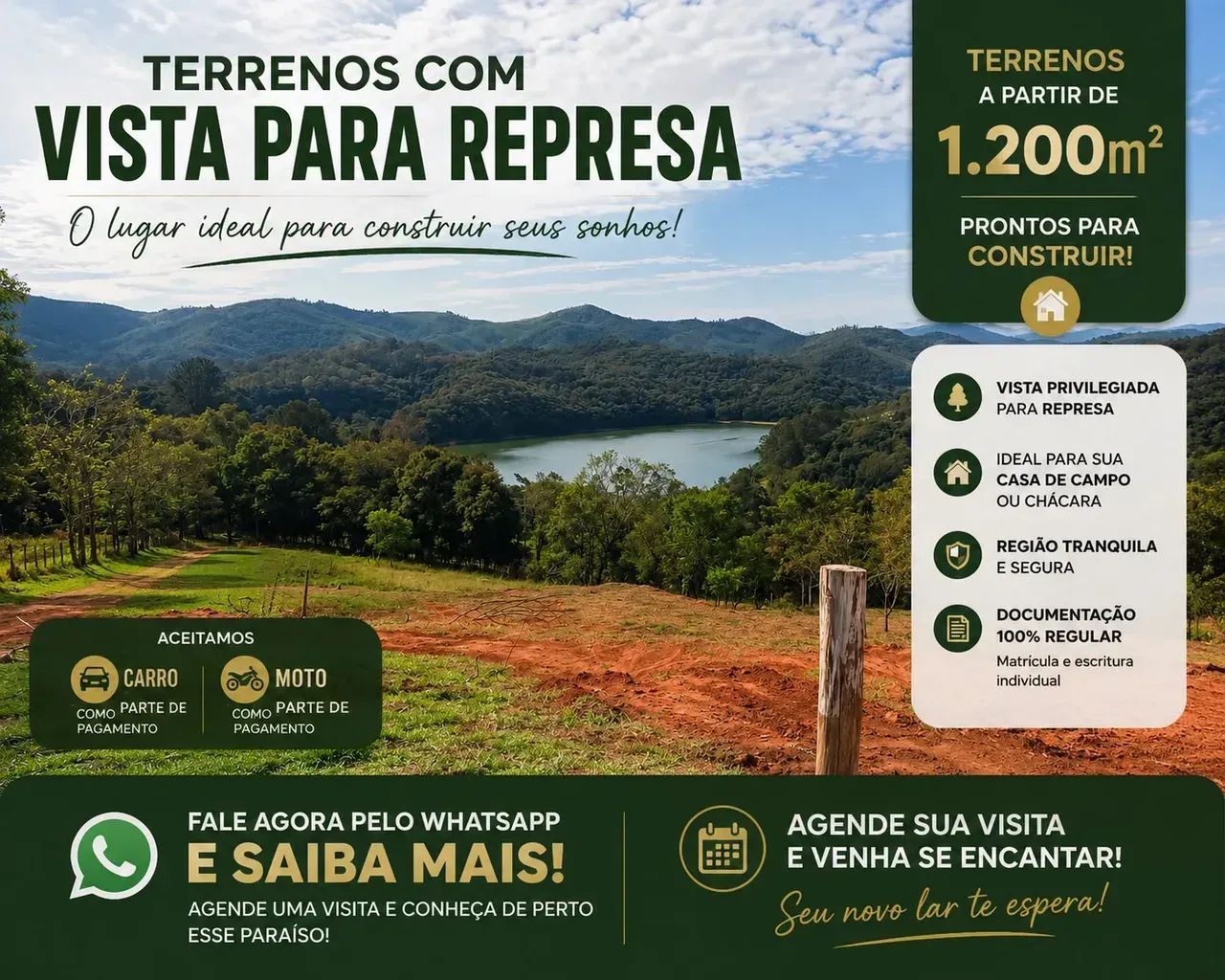 Terreno com Acesso a Represa! Vista e Documentação!