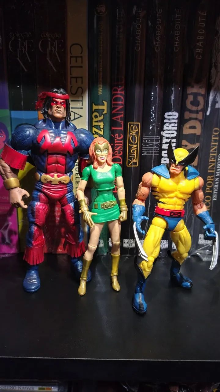 Lote X-Men Giant Size Marvel Legends Wolverine, Garota Marvel e Pássaro Trovejante