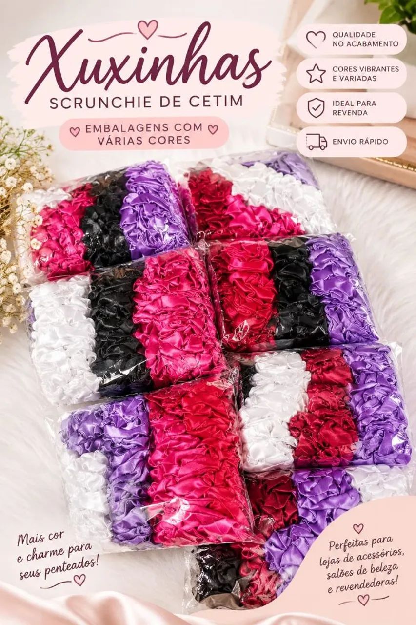 Kit 100 xuxinhas de cetim  - Foto 3