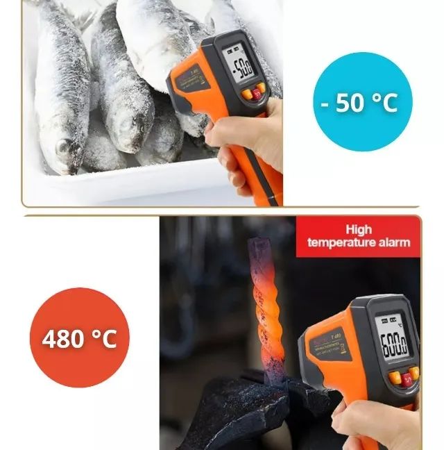medidor temperatura digital laser industrial infravermelho t400 - Foto 3