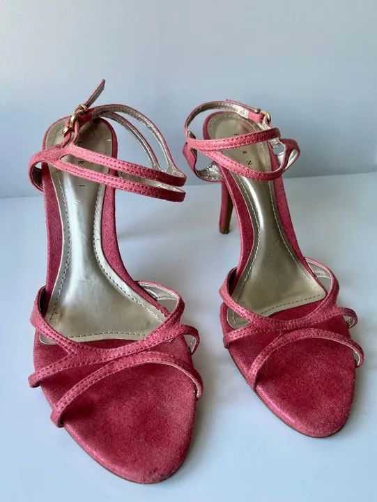 Sandália rosa acetinado Ferni