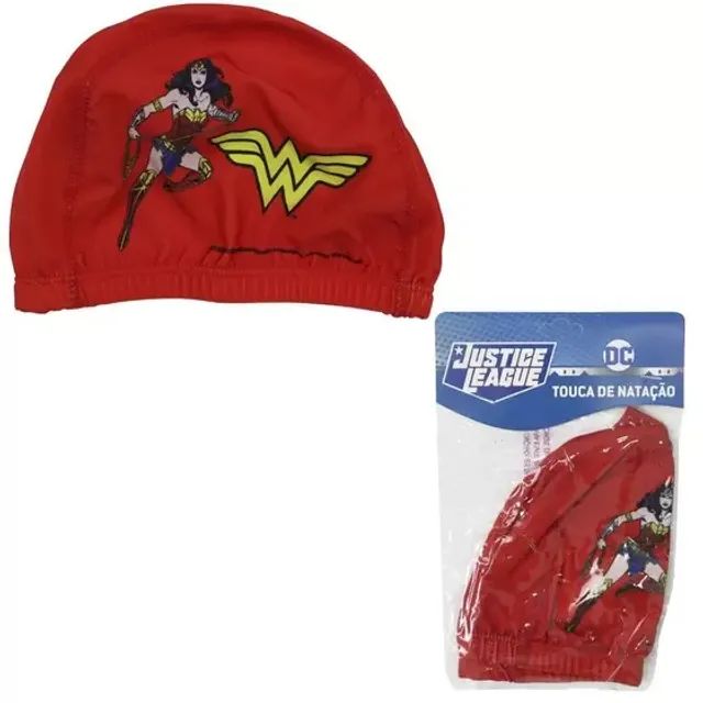 Touca Natação Infjustice League Bel 92900 20x14cm Poliamida Mulher Maravilha - Foto 3