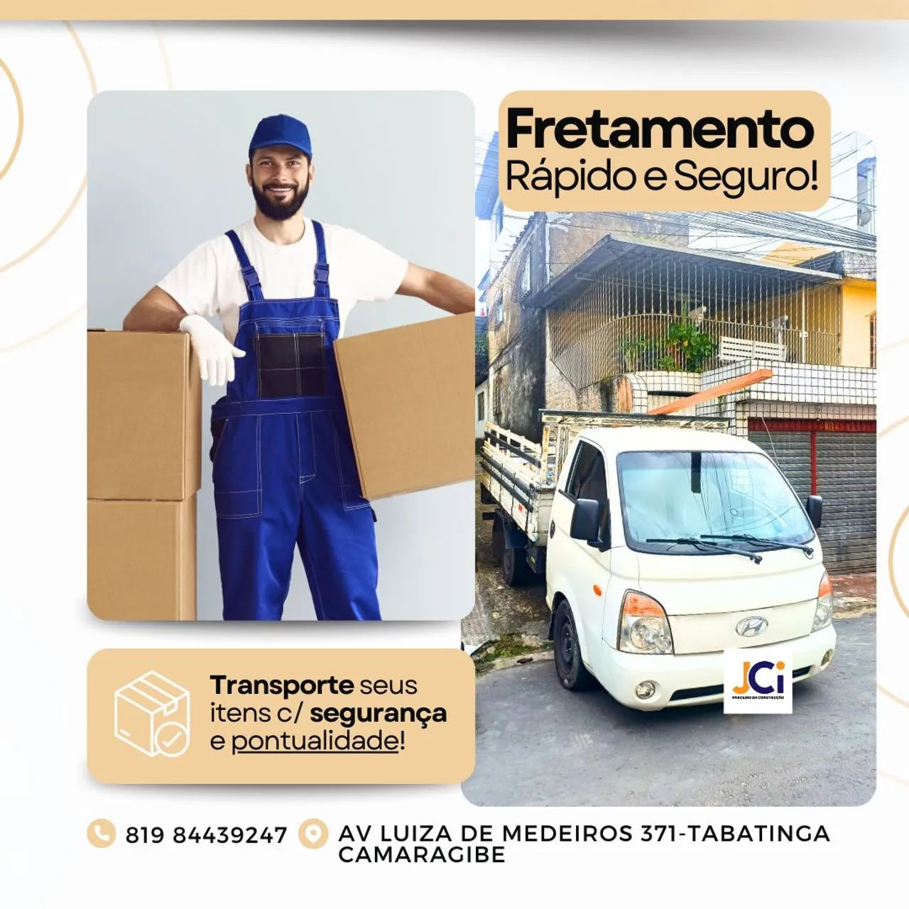 Realizamos fretes e pequenas mudanças 