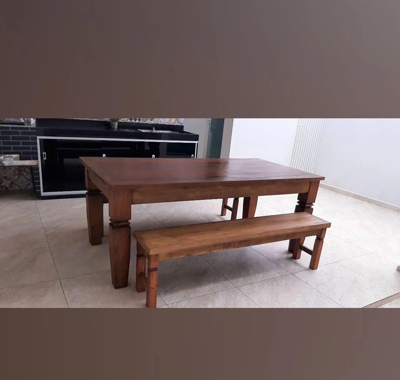 Mesa em madeira de lei rústica - Foto 5