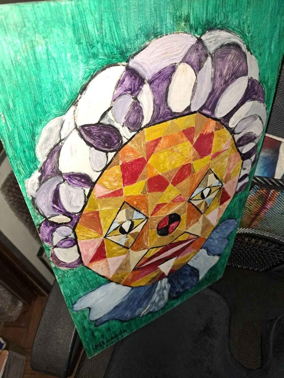 pintura a óleo        quadro tema  palhaço