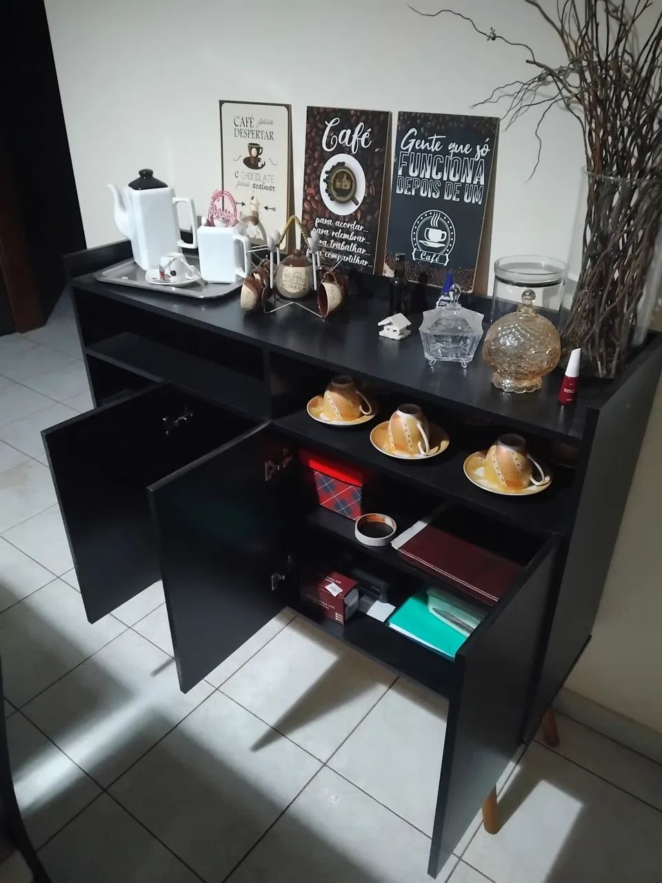 Armário de Escritório Preto com Prateleiras - Foto 3