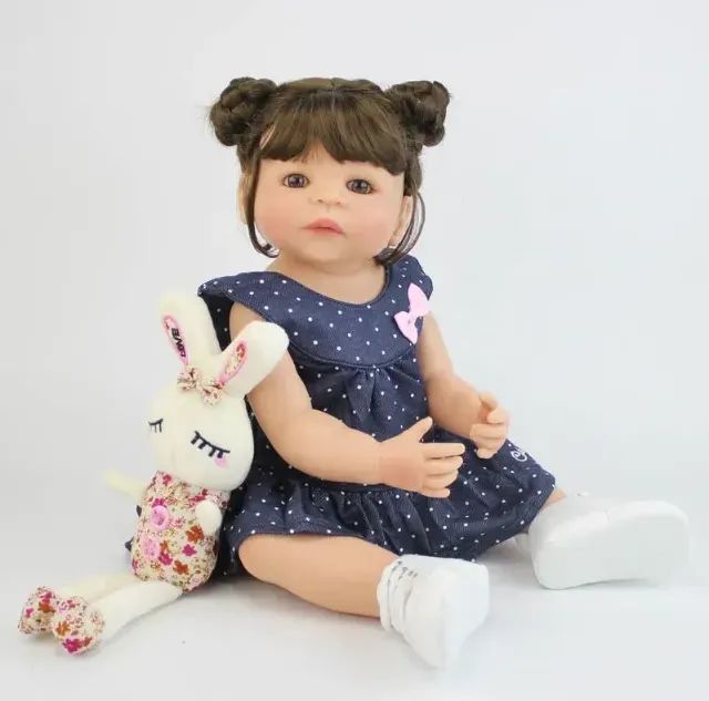 Boneca Bebê Reborn Silicone Pode Banho Realista 55cm  - Foto 3