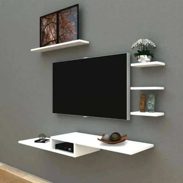 Rack Suspenso Para Salas Quartos 4 Nichos Prateleiras Branco - Foto 2