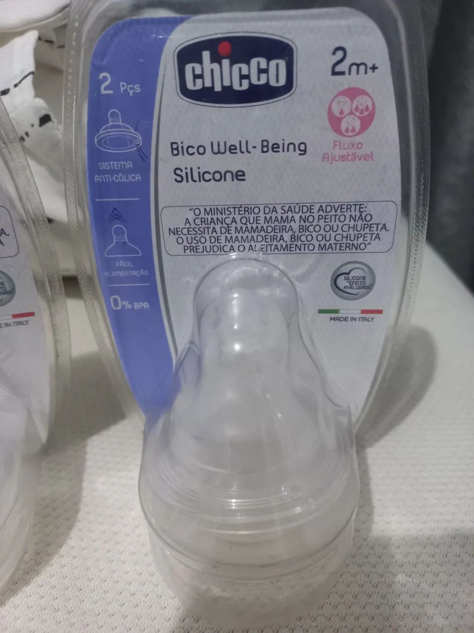 Bicos de Mamadeiras Chicco Silicone - Pacote com 2 - Fluxo Ajustável - Foto 2