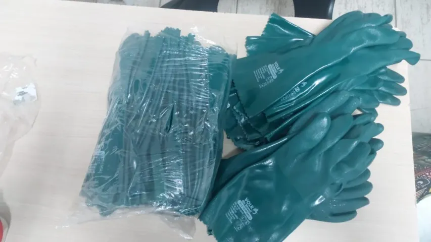 20 Pares Luva De Segurança Em Pvc Verde Com Forro 36cm Proteção Epi, Para Vender Rápido.
