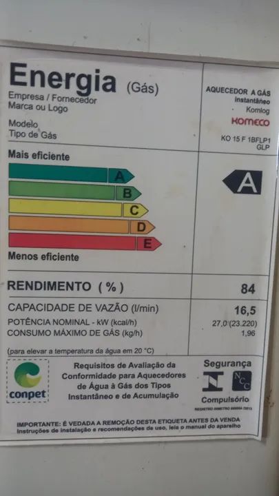 Aquecedor de água (Junker) a gás Komeco 15L Digital usado - Foto 2