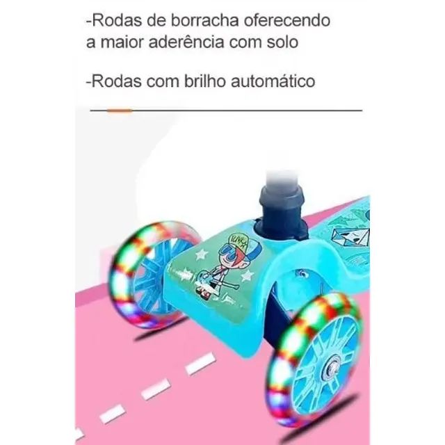 Patinete Infantil 3 Rodas De Led Dobrável Reforçada -Azul - Foto 6
