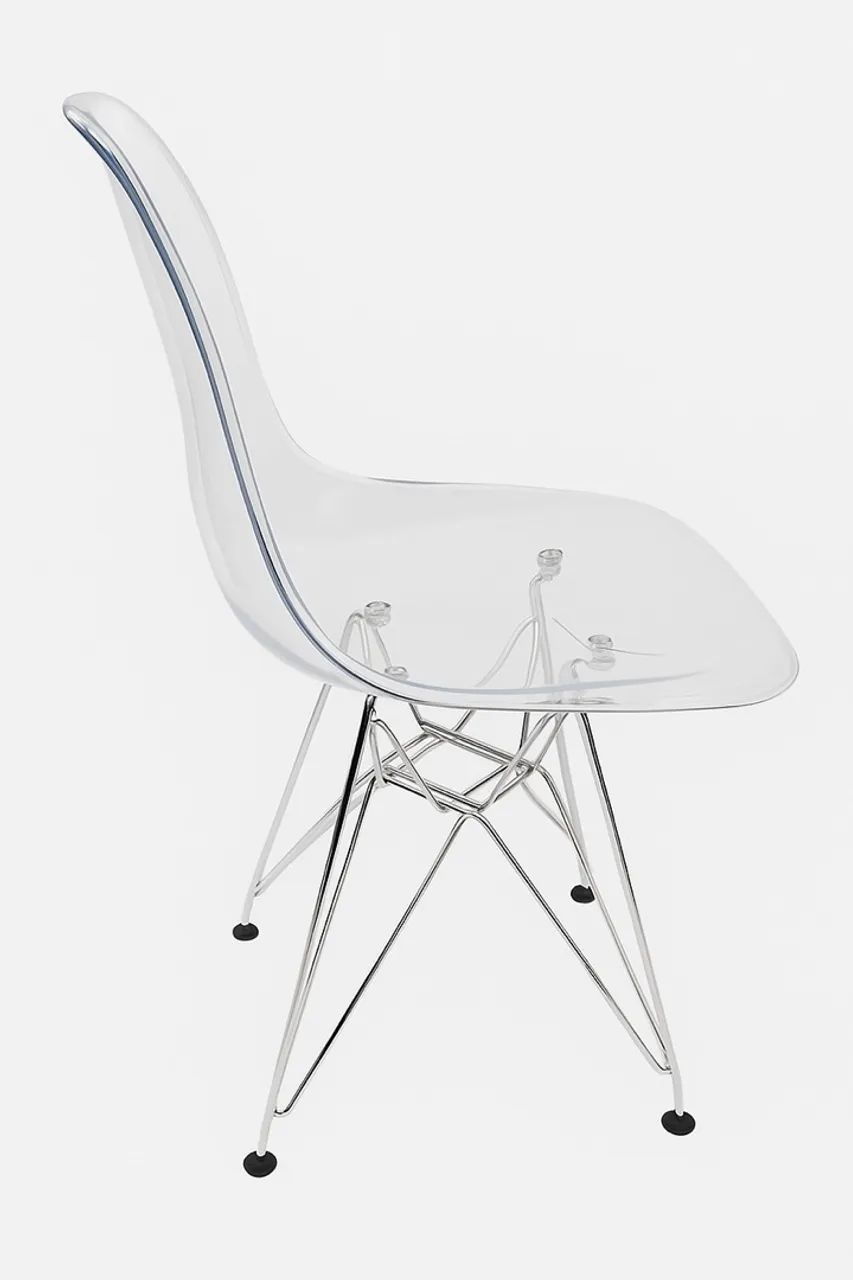 Cadeira Eames Cristal Transparente Eiffel Base Metal Cromado - Foto 3