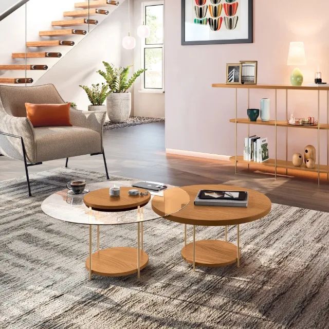 Conjunto de Mesa de Centro com Pés em Metal Dourado - Foto 4