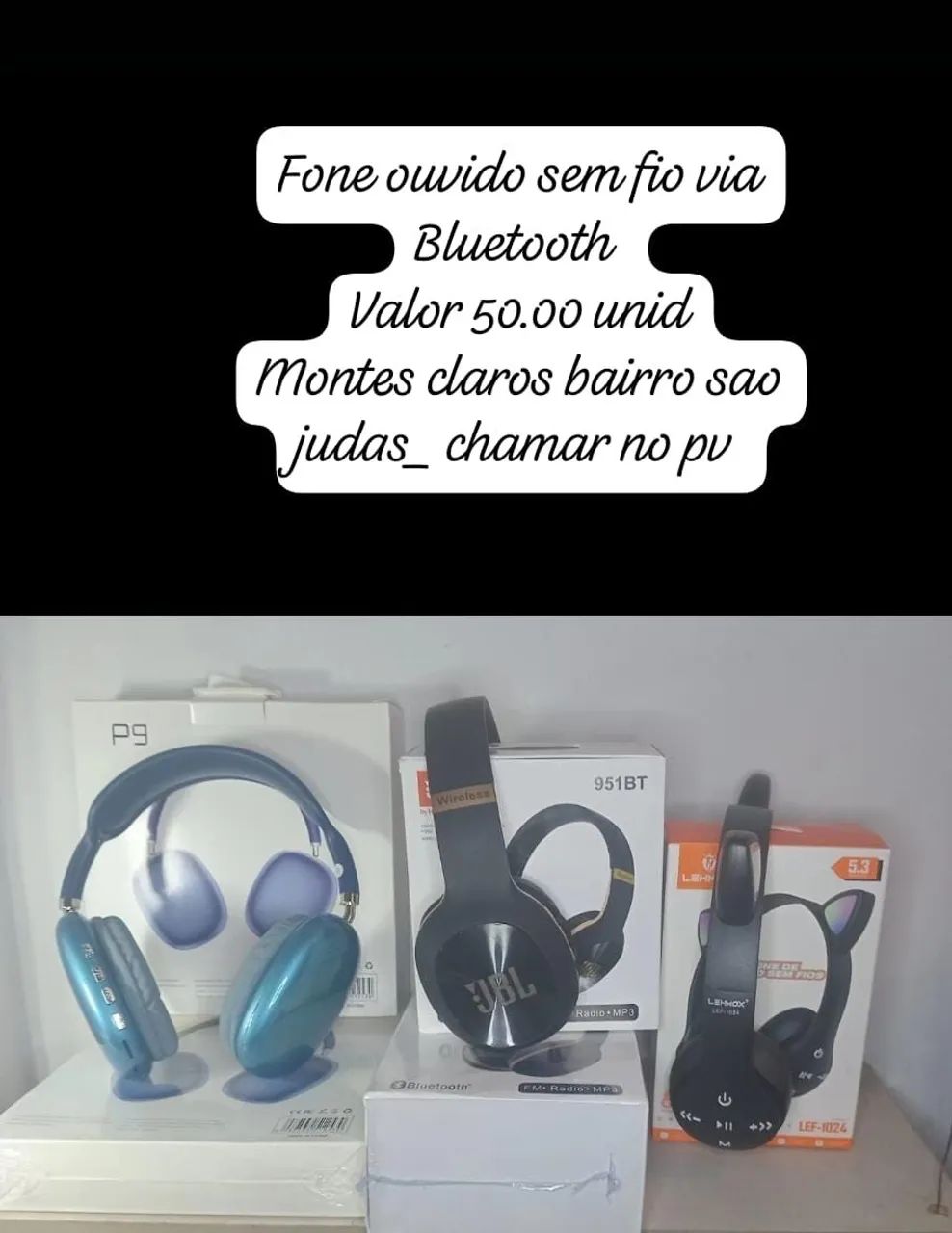 Fone ouvido sem fio via Bluetooth 