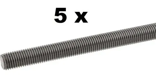 Kit 5 Barra Roscada/Tirante de 5/8" Polegadas x 1 Metro Galvanizada UNC Âncora