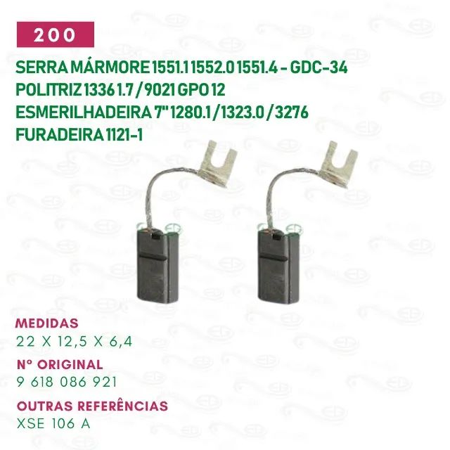 escova carvão para serra marmore motor reparo cod: 200