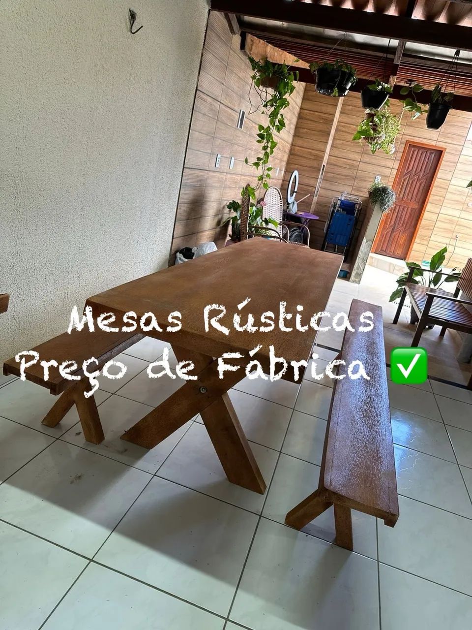 Mesa Em Madeira Rústica 
