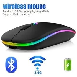 Mouse sem fio Bluetooth e 2.4GHz Dual Modos Recarregável RGB Ergonômico preto - Foto 3