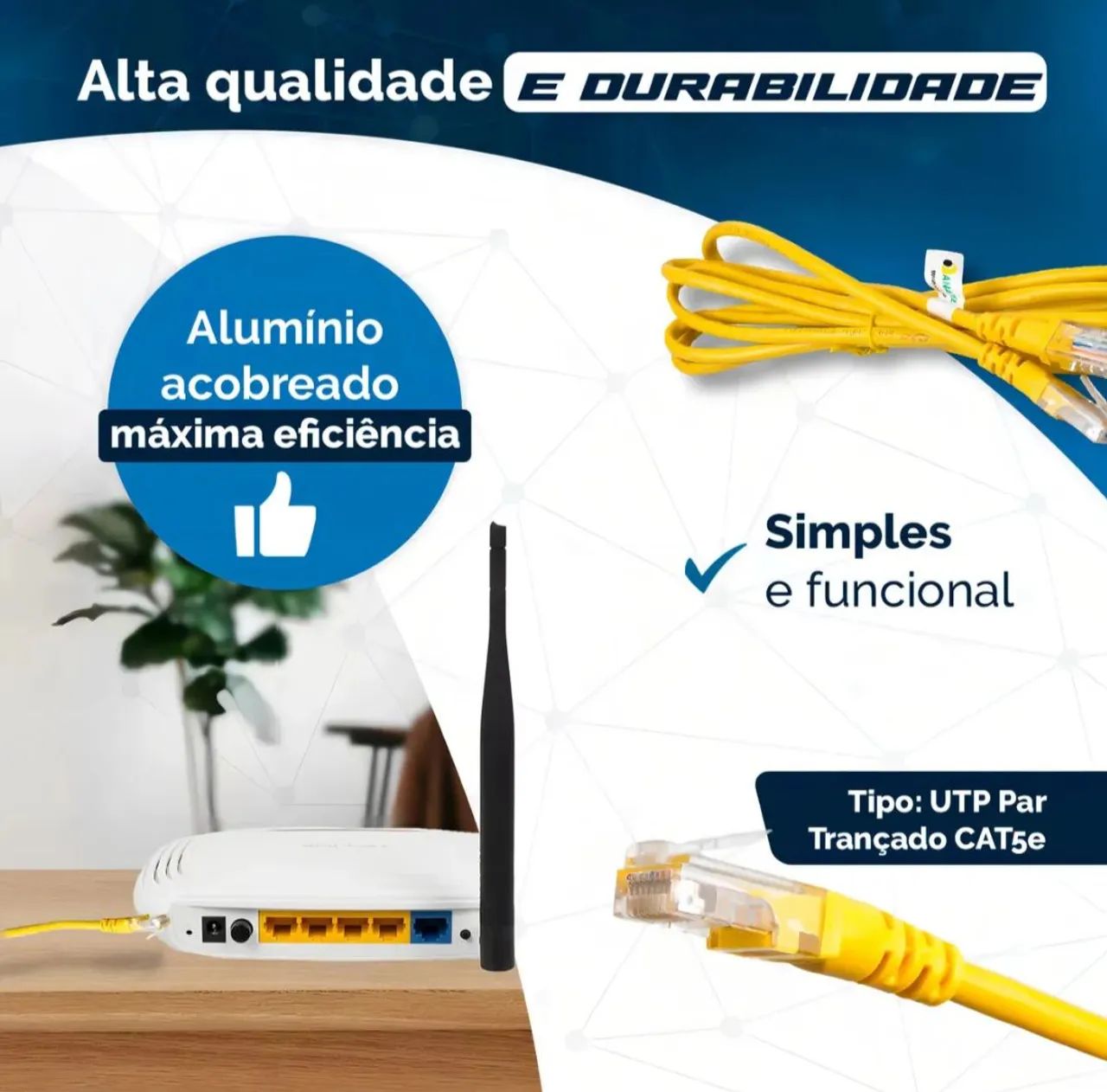 Cabo de rede amarelo de 1.5 m 2 unidades - Foto 3