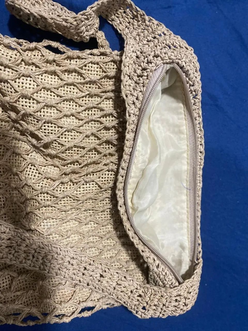 Bolsa Artesanal De Croche Bege  - Foto 2