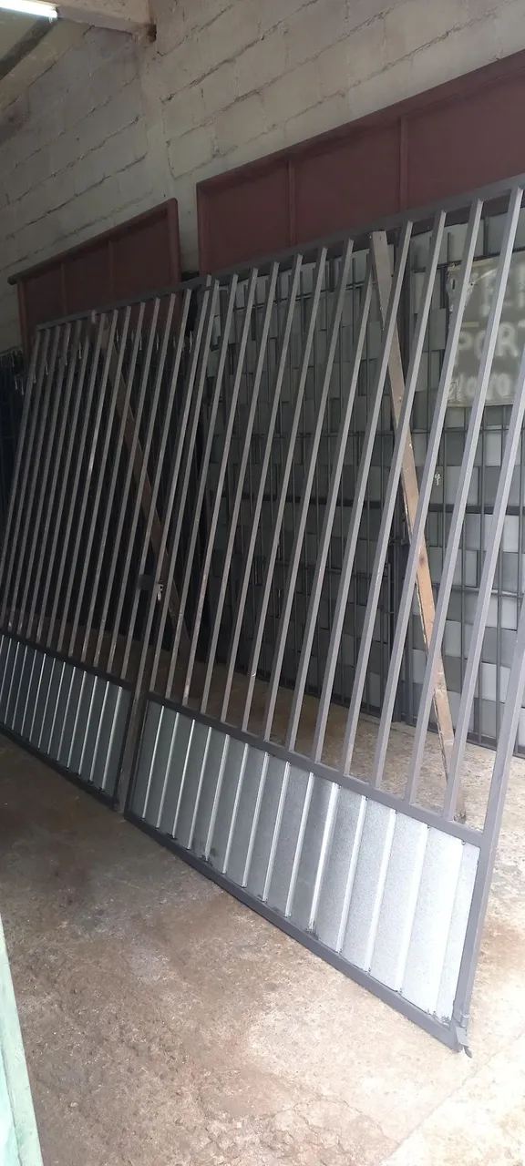 Portão abrir 2folhas metalon novo completo barato