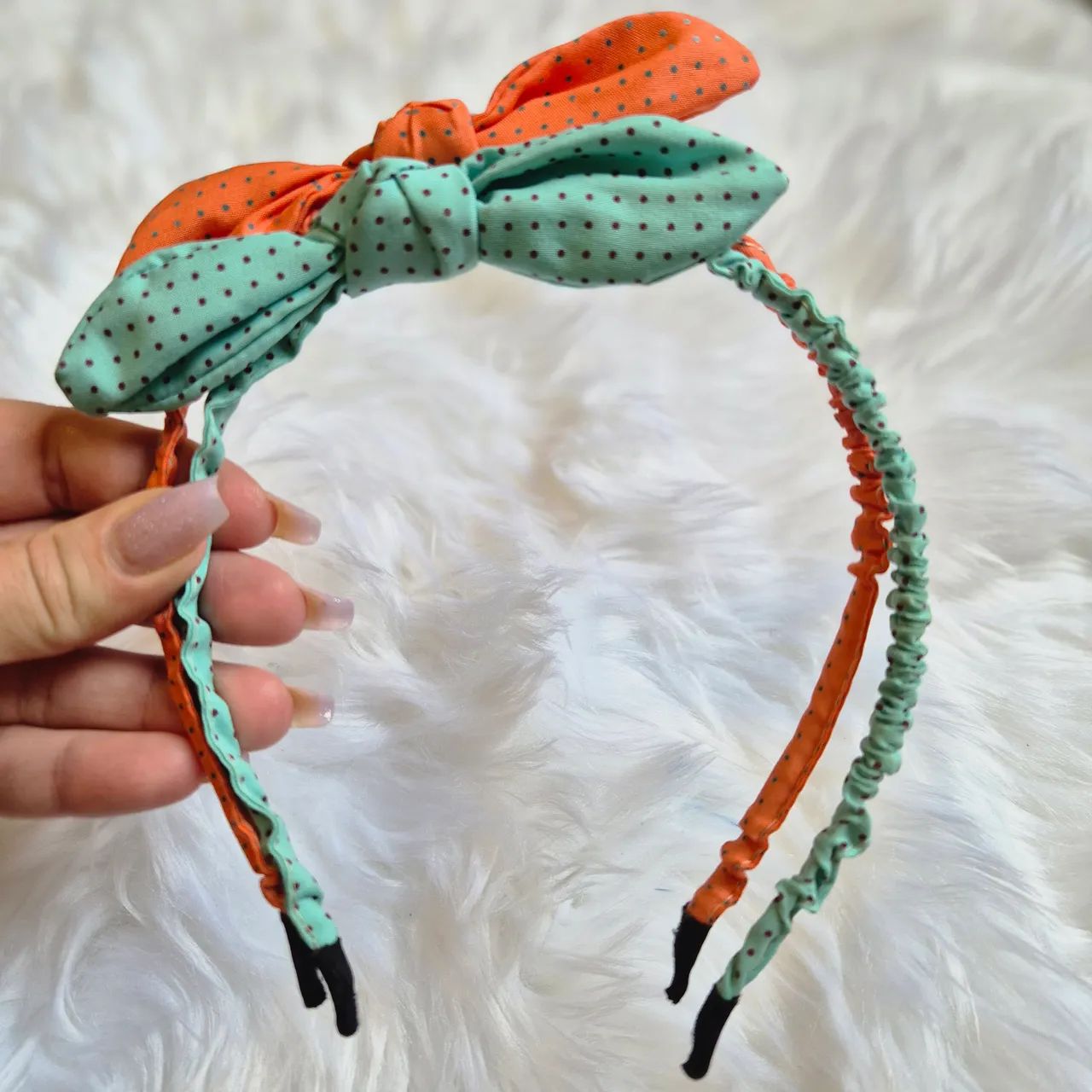 Kit de Tiaras em tecido poá com laço  - Foto 3