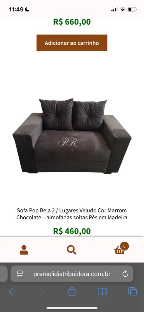 Sofá Pop Bela 2 Lugares Veludo Cor Marrom - Foto 3