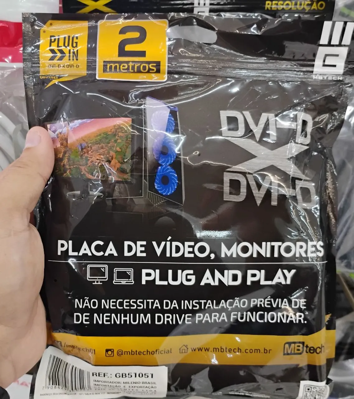 Cabo DVI-D 2 Metros - Plug and Play - MB Tech