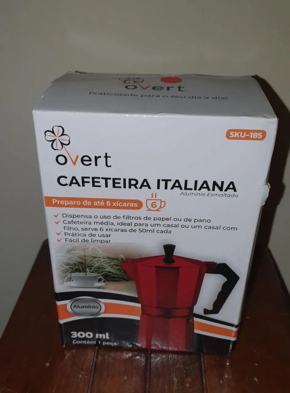 Cafeteira Italiana Overt 6 Xícaras - Alumínio Esmaltado
