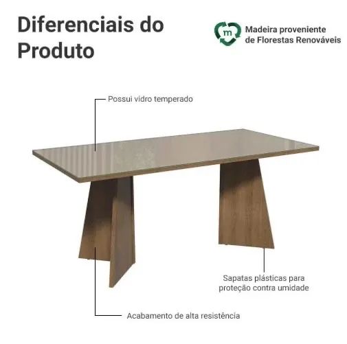 Mesa de vidro para 6 cadeiras  - Foto 4