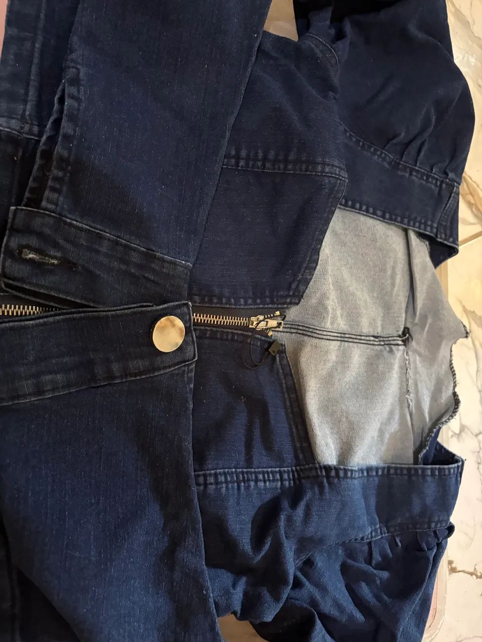 Cropped jeans manga longa  - Foto 3