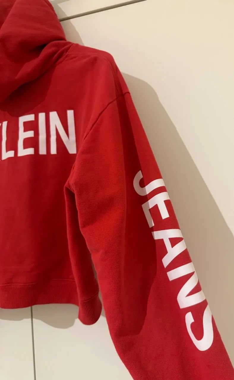 Moletom calvin klein jeans cropped vermelho - Foto 3
