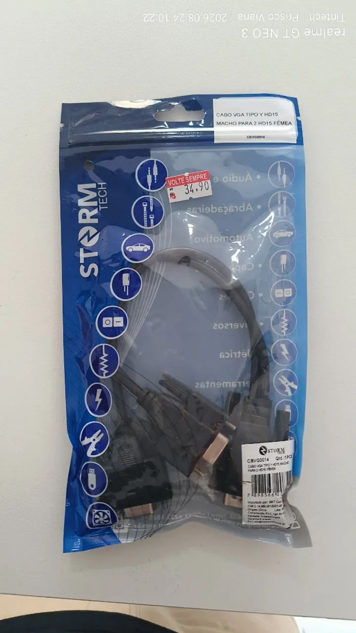 Cabo VGA Y 1 Macho para 2 Fêmeas Storm Tech