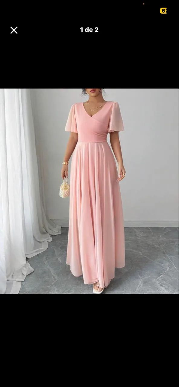 Vestido longo rosa