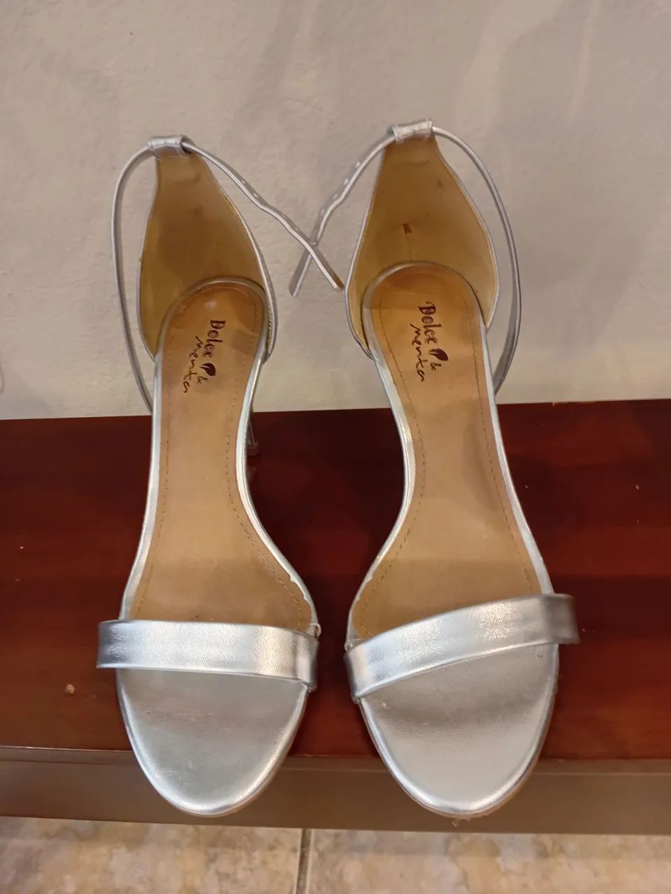 Sandália de salto prata 37 - Foto 2