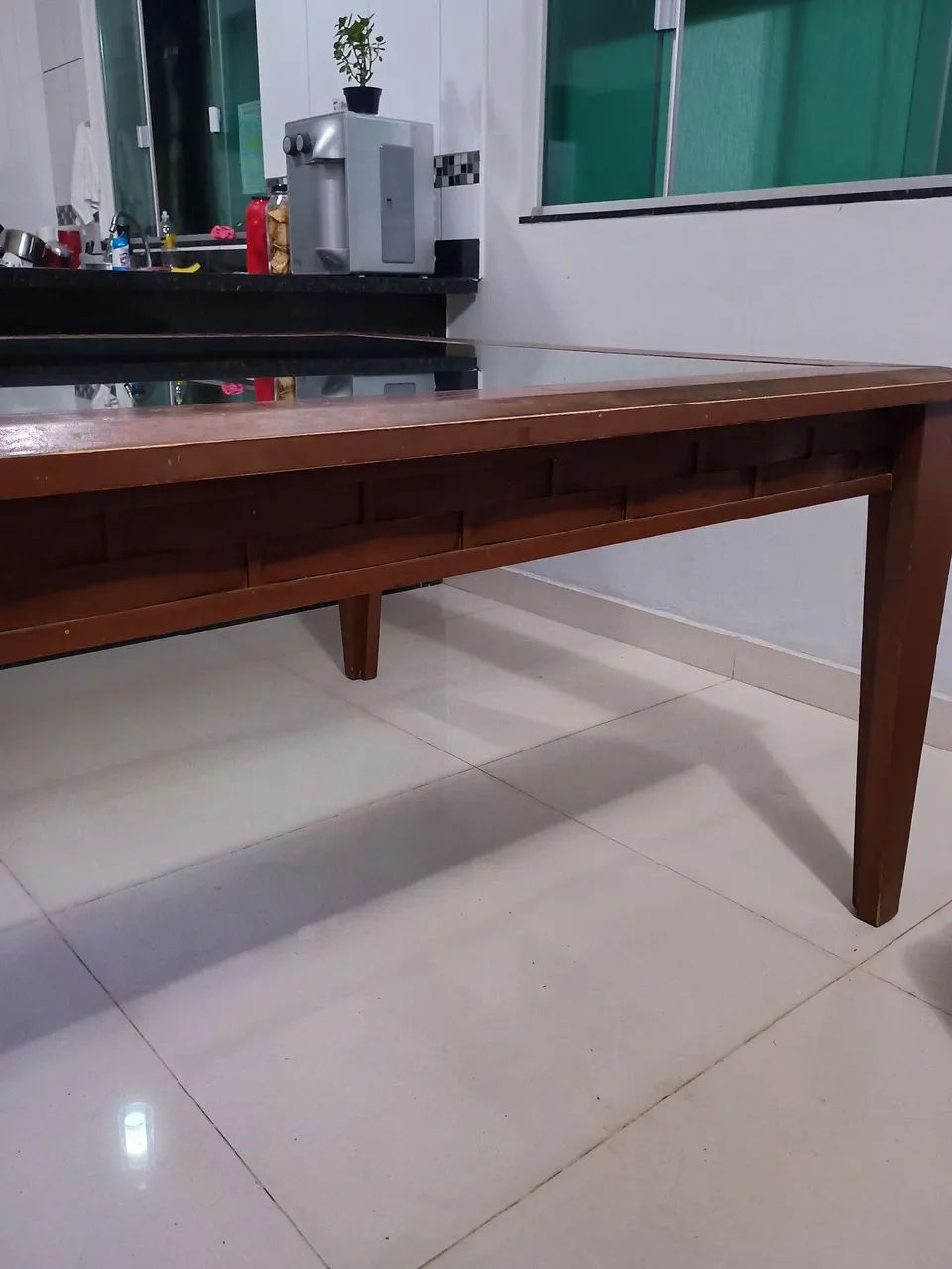 Mesa de madeira maciça com vidro  - Foto 3