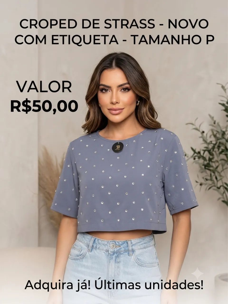 cropped de strass novo p