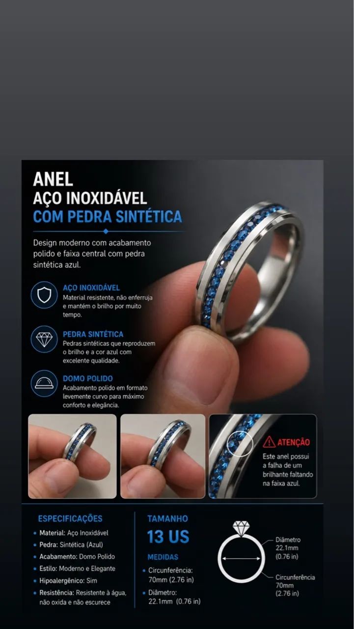 Anel de aço inoxidável - VENDIDO NA UNIDADE - Foto 3