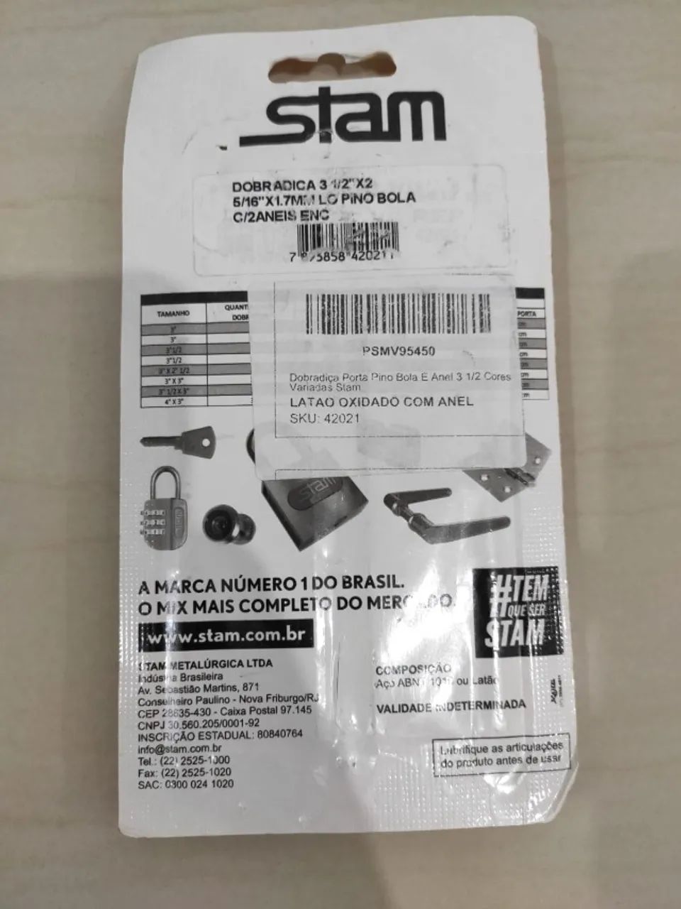 Dobradi ça Stam 3½ Polegadas com Pino Bola e Anel - Nova - Foto 2