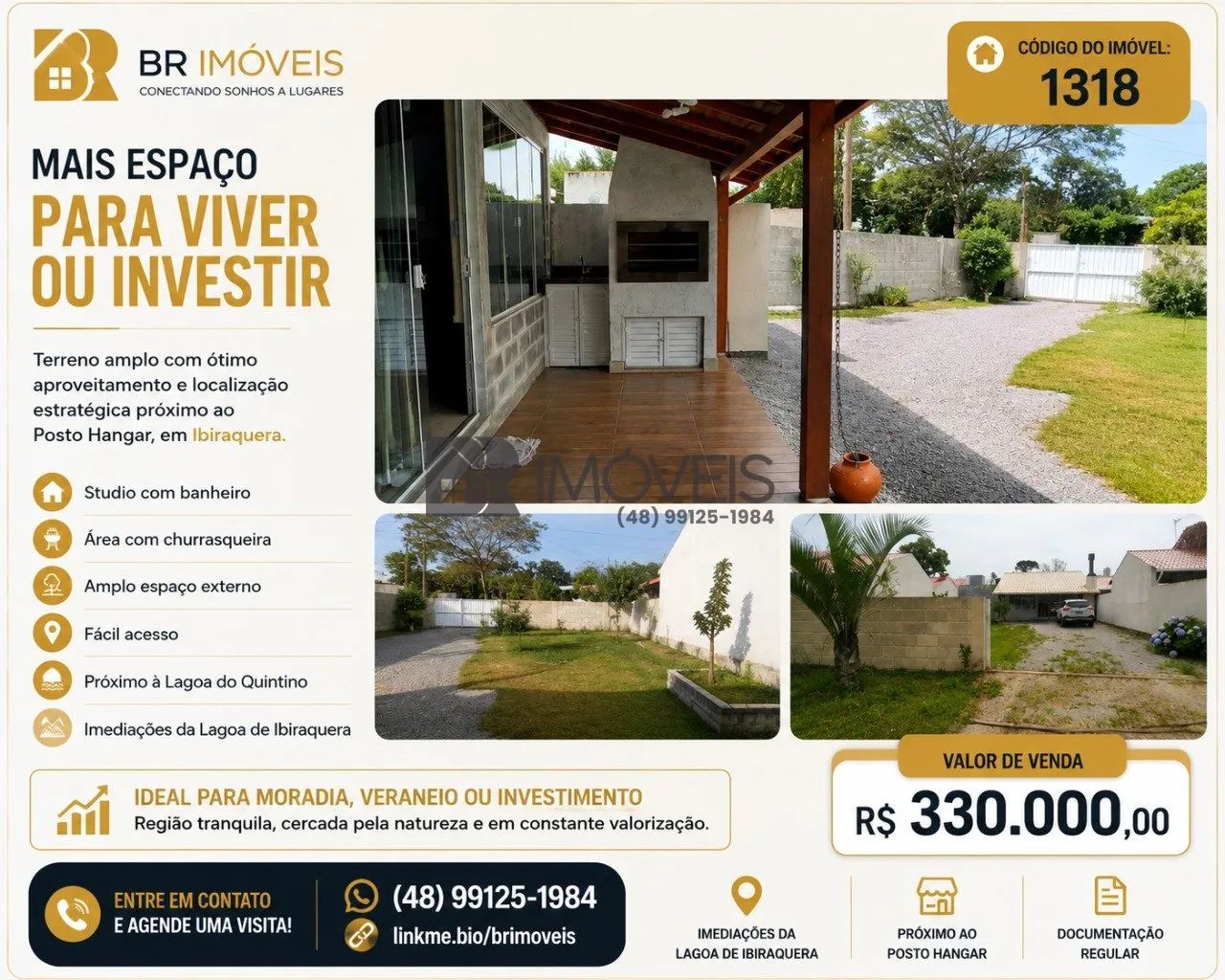Casa Tipo Studio com Amplo Terreno - Foto 2
