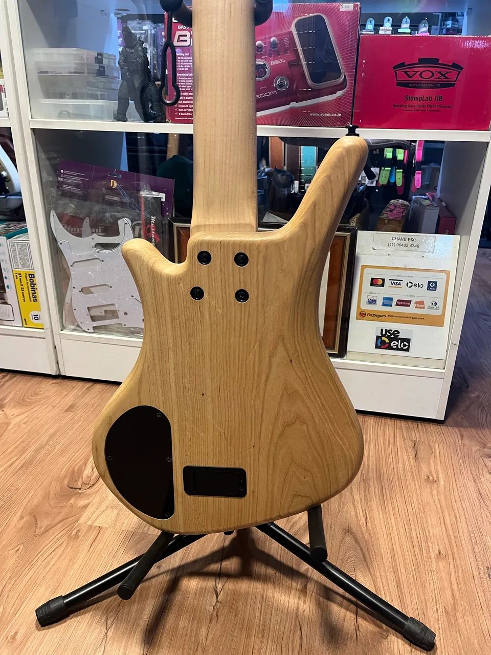 Baixo Dean Sledgehammer 5 string bass 2000's Natural Ash - Foto 4