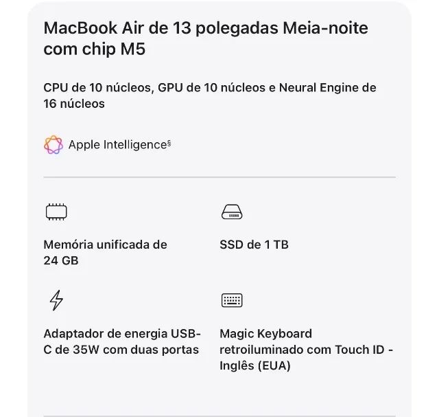 MacBook Air M5 - 24GB Ram 1TB SSD | Midnight | lacrado  - Foto 3