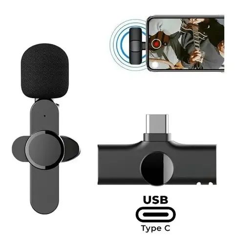 Microfone de Lapela HMaston MK-04 tipo-c Preto