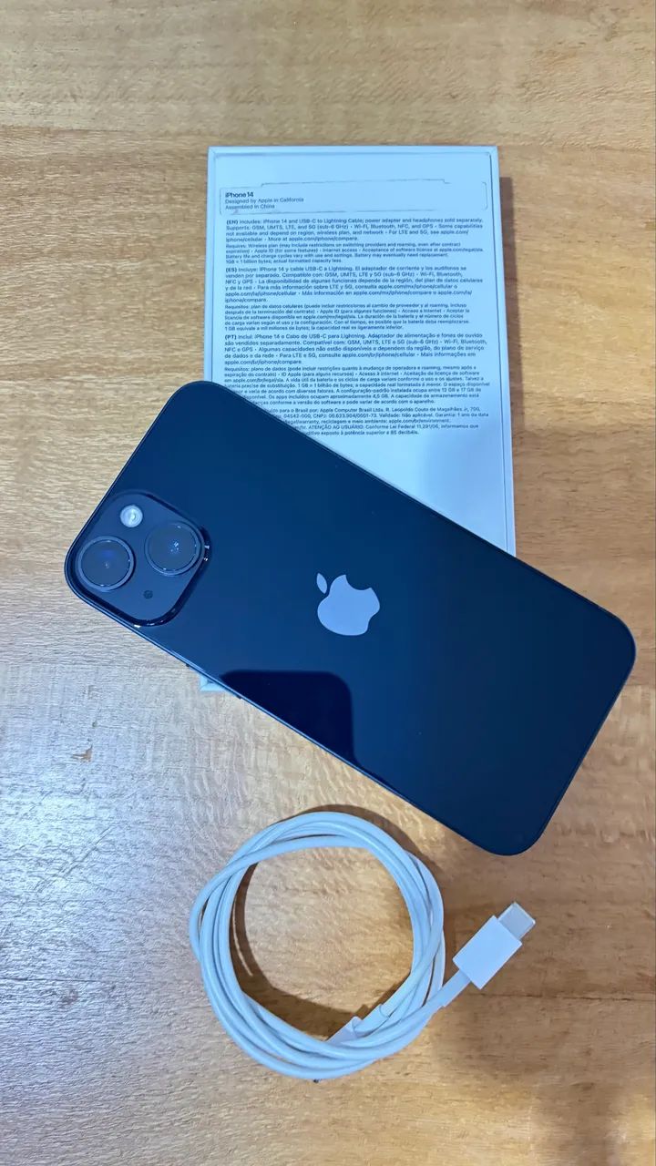 Celular IPhone 14, 256gb, preto